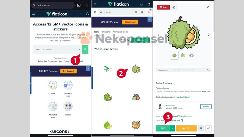 download gambar kode emoji durian di tiktok lewat situs falticon