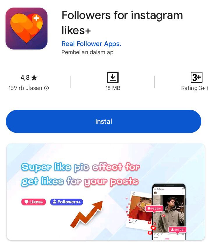 Aplikasi Like Instagram Otomatis Tanpa Koin Followers for Instagram Likes+
