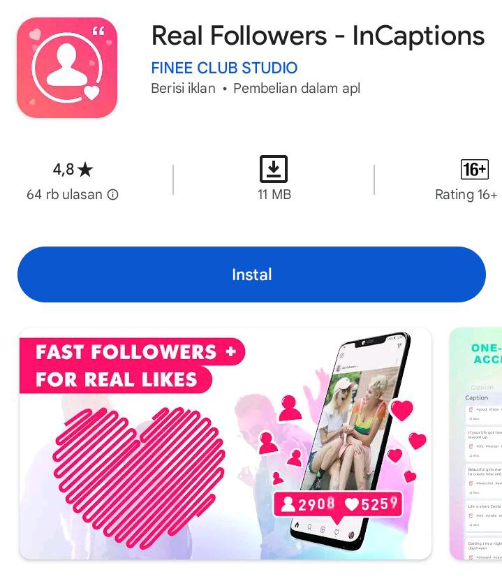 Aplikasi Like Instagram Otomatis Tanpa Koin Real Follower - InCaptions