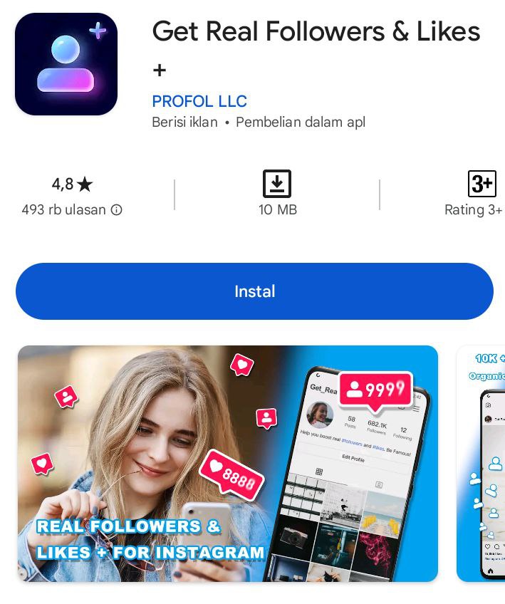 Screenshot aplikasi Get Real Followers & Likes + untuk Auto 1000 Like Instagram Gratis